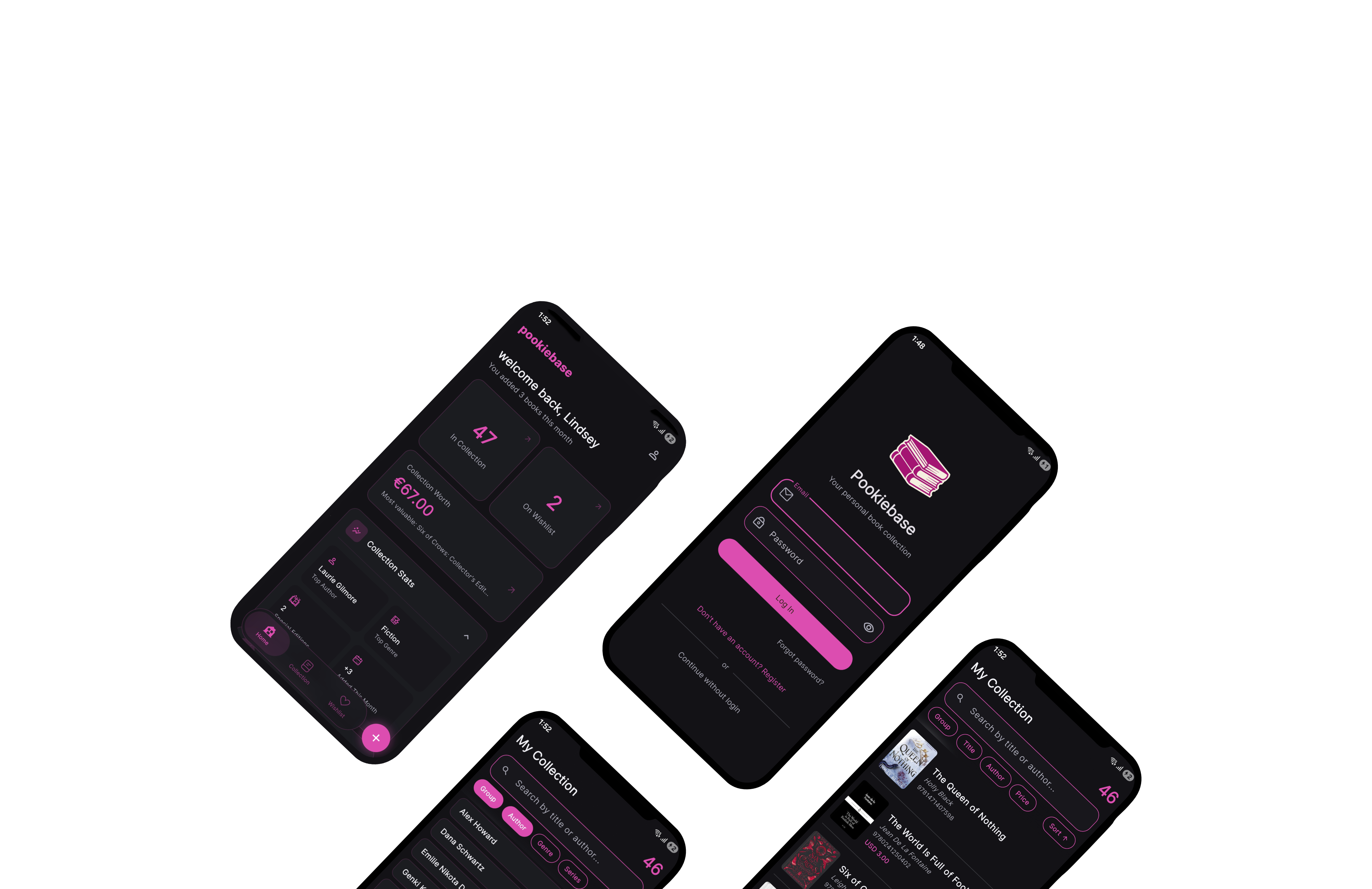 Pookiebase book collection app on Android phone