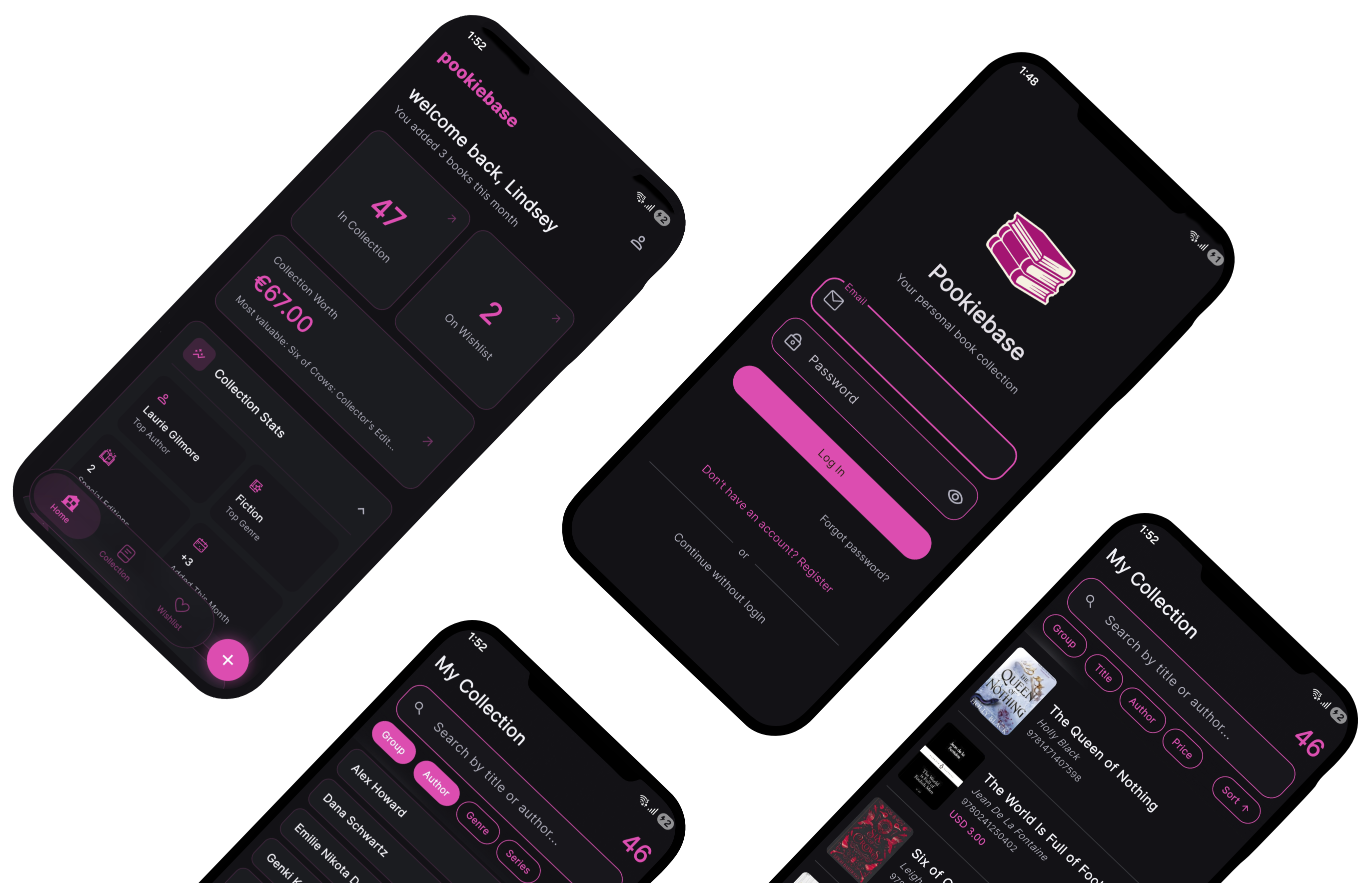 Pookiebase book collection app on Android phone